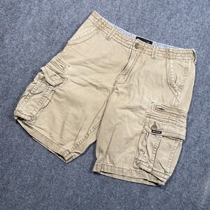 Quiksilver Cargo Shorts Mens 34 Khaki Regular Fit Cotton Outdoor Utility Pockets